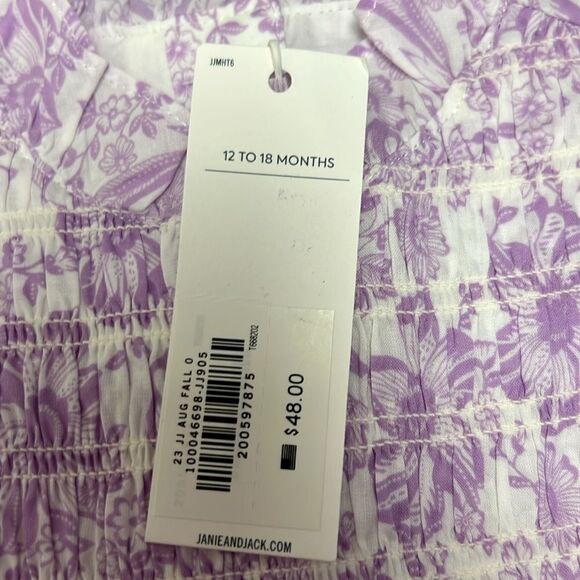 Janie and Jack 100046698 The Chelsea Smocked Top - pixie purple floral NWT - Picture 5 of 11